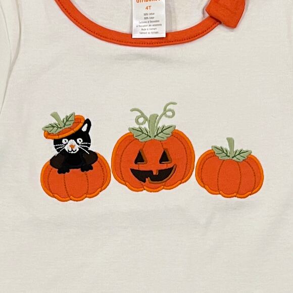 NWT Gymboree Ivory & Orange Striped Leggings & Halloween Cat/Pumpkin Top - Picture 5 of 14